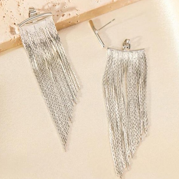 Minimalist Fringe Long Earrings - Picture 5 of 10